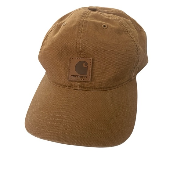 CARHARTT MENS strapback cap, workwear outdoors patch one size canvas cotton - Picture 3 of 5